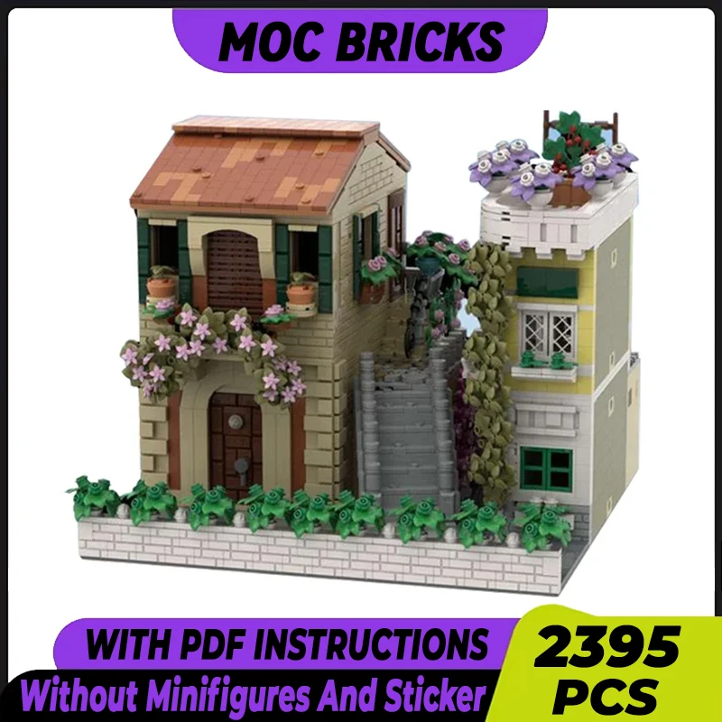 

City Street View Model Moc Building Bricks The Italian Apartments Technology Modular Blocks Gift Christmas Toy DIY Sets Assembly