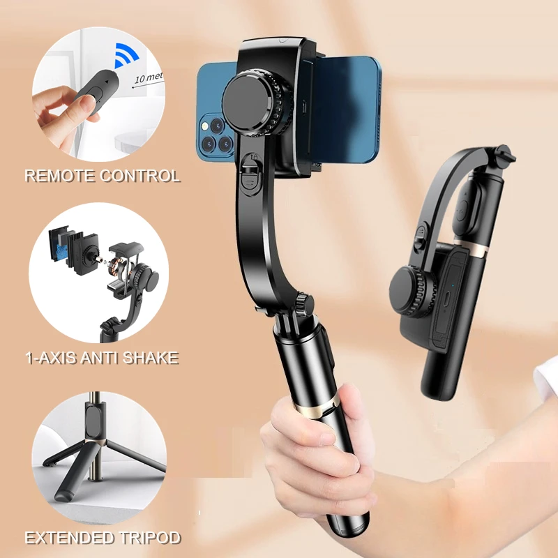 Anti Shake 1 แกนGimbal Stabilizerสําหรับสมาร์ทโฟนวิดีโอบลูทูธSelfie Stickขาตั้งกล้องสําหรับถ่ายภาพแนวตั้งสดวงเล็บ