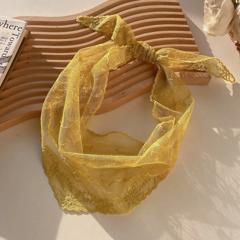 

New soft lace high-quality elegant scarf women, embroidered neck scarf, artistic ribbon, hair tie, headscarf