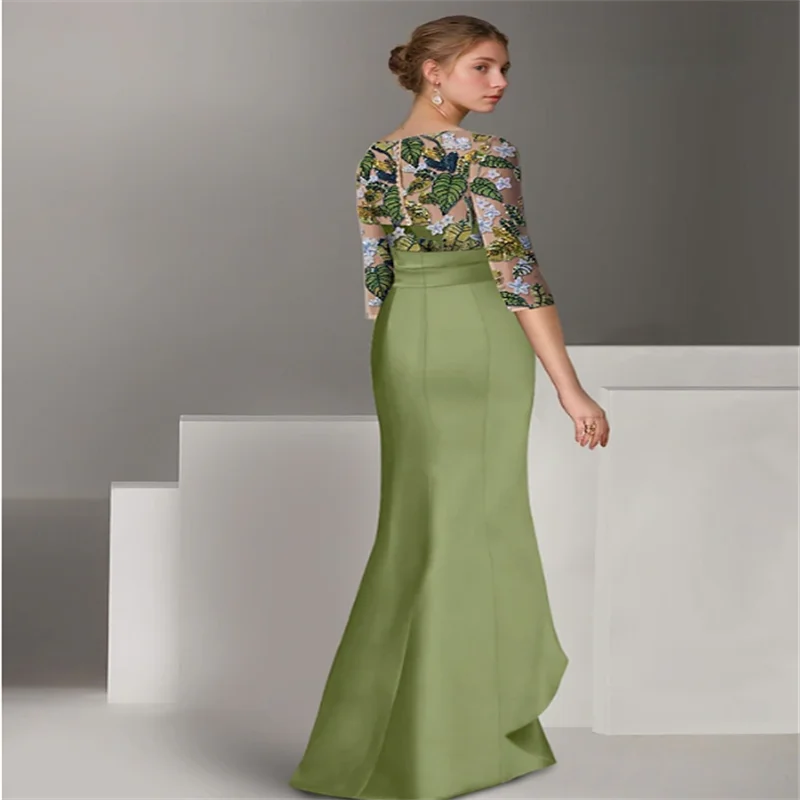 Gaine/colonne longueur au sol robes de bal robe de soirée robe de bal robe formelle élégante bloc de couleur haute fente demi manches Illusio