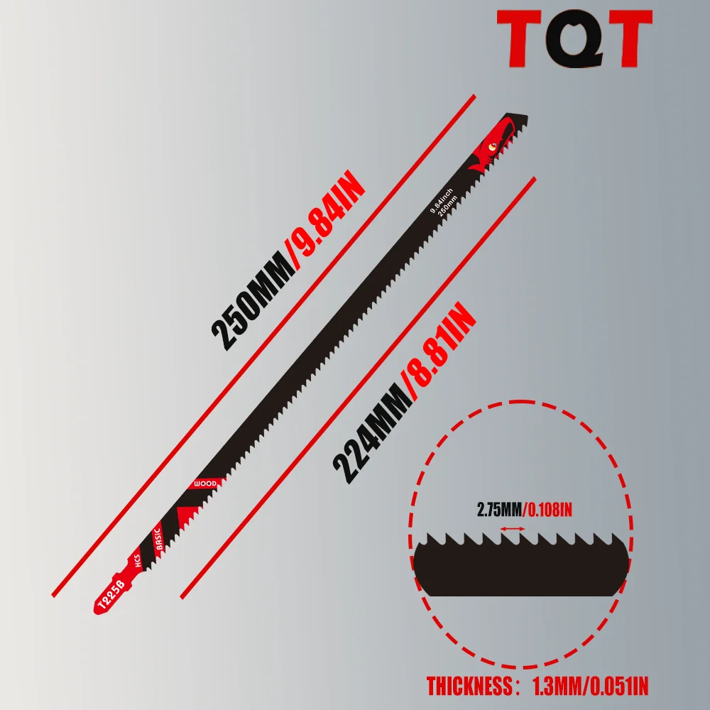 شفرات منشار طويلة للخشب، 5/10/20-Pack T225B 10 بوصة 6Tpi Sabre شفرات منشار، شفرات النجارة الاحترافية للقطع السريع #5