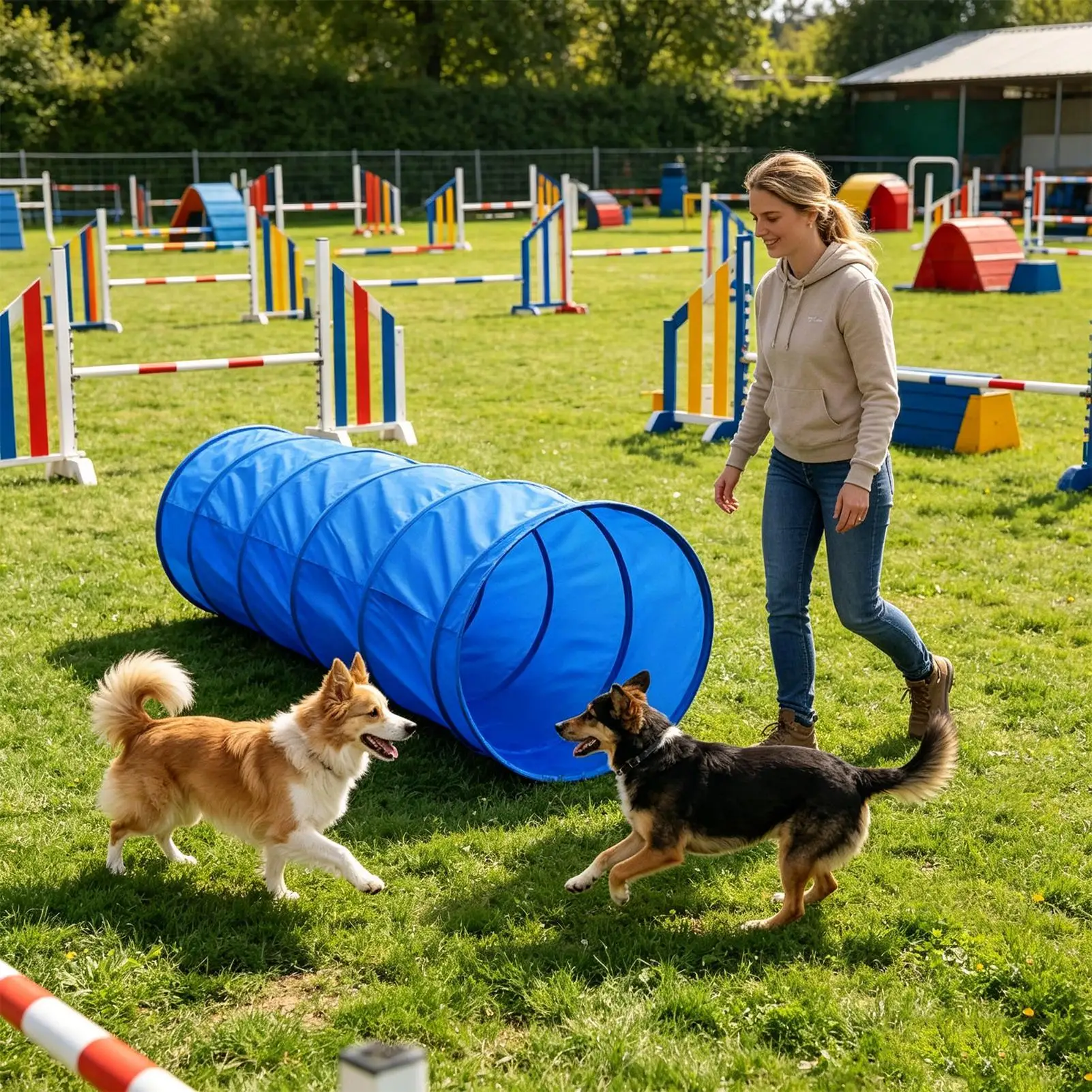 Agility Course For Dogs Training Game With Tunnel Dog Park Equipment For Outdoor Garden Park Beach Playground Field Competition