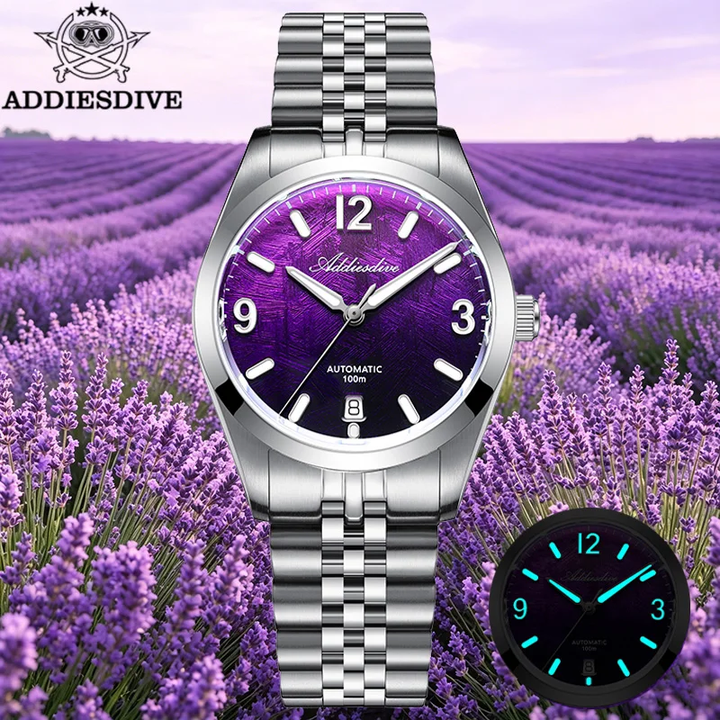 

ADDIESDIVE Men's Automatic Mechanical Watch 39mm Sapphire Glass 100m Waterproof Wristwatch Super Luminous Luxury Steel Male New