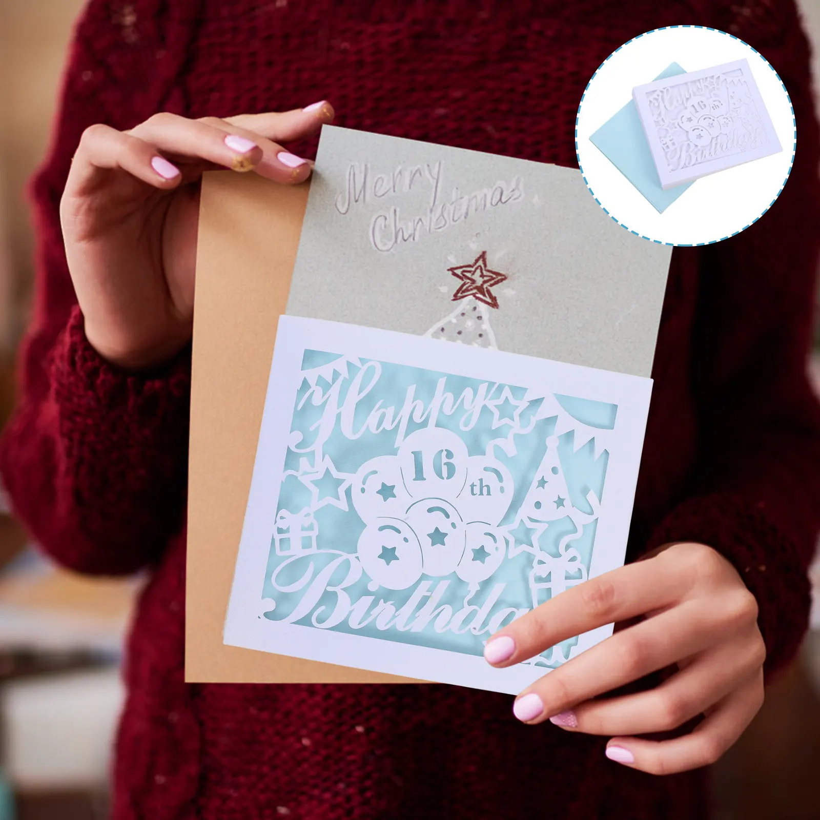 

10Sets Hollow Birthday Cards 16Th Birthday Greeting Card Laser Cut Elegant Design Party Decoration Craft Kit Envelope Included