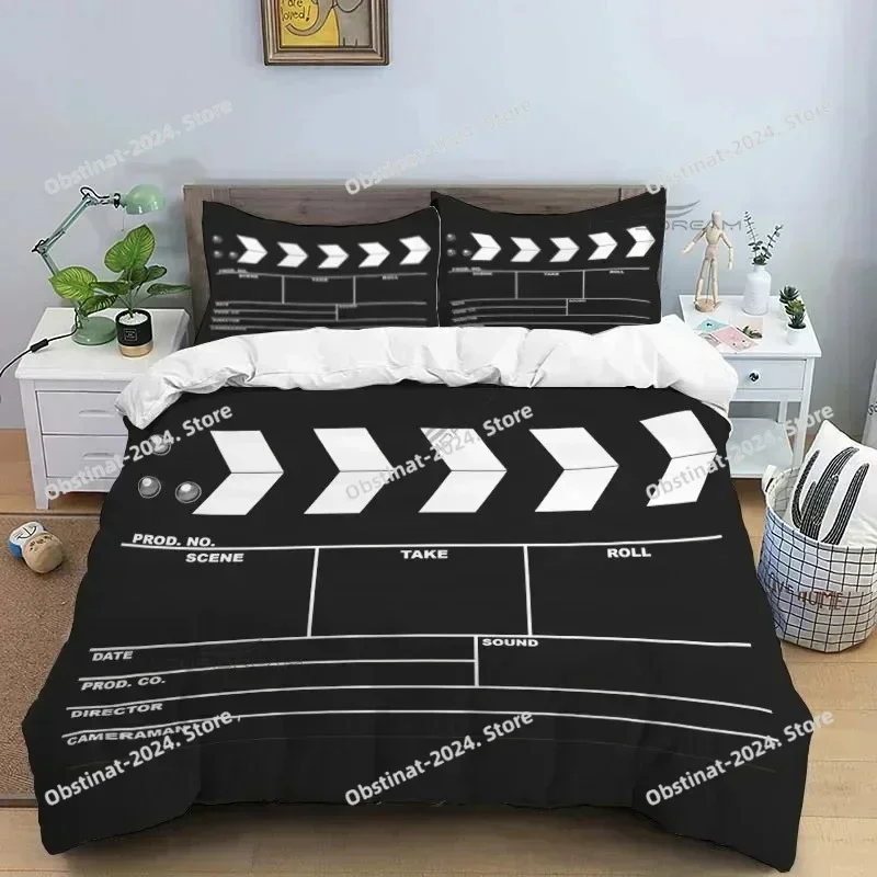 Movie Film Clap Board Patterns Bedding Set Printed single Comforter Quilt Duvet Cover Pillow Case 3 Pieces Sets Kids Adult Size