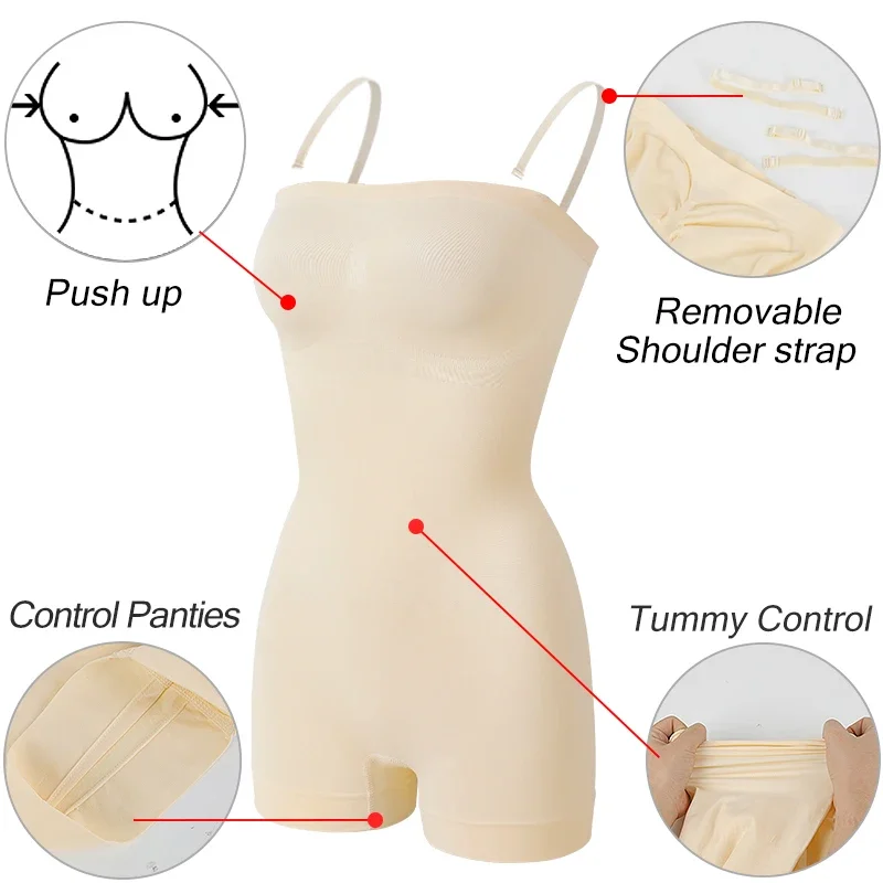 MISSMOLY Womens Strapless Shapewear Bodysuits Tummy Control Butt Lifter Full Body Shaper Slimming Overbust Corset Jumpsuits