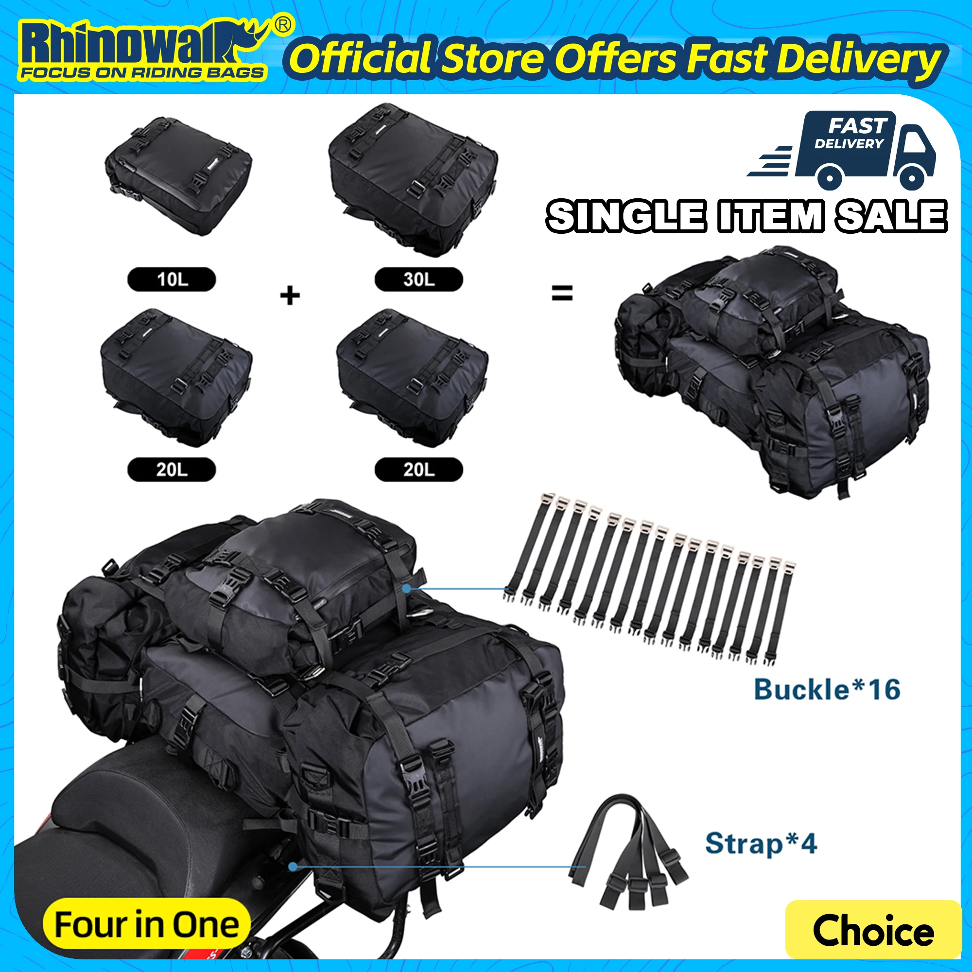 وحيد القرن دراجة نارية حقيبة المقعد الخلفي الداخلية مقاوم للماء 10L-20L-30L السرج حقيبة وحدات الأمتعة حزمة حقيبة كتف على ظهره