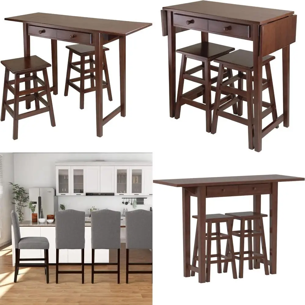 Table à manger extensible avec deux tabourets