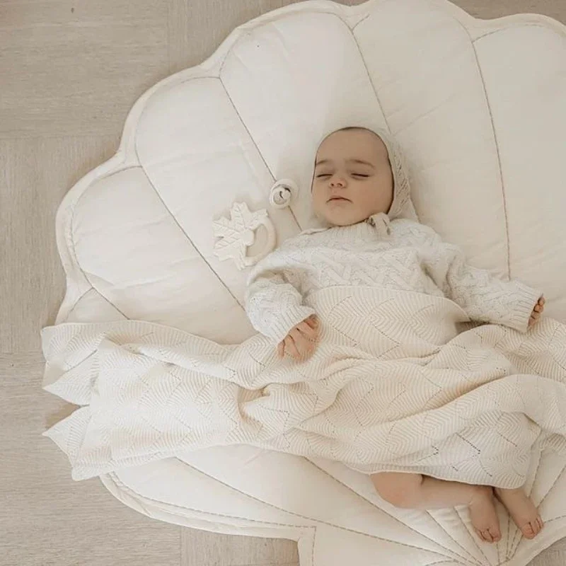 Tapis de jeu de photographie de bébé doux et irrégulier, conception de pétoncles pour enfants, coussinets de coton, style INS