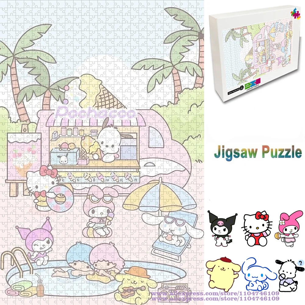 

Sanrio Kuromi My Melody головоломки мультфильм аниме Hello Kitty интеллектуальные пазлы для детей 108/200/300/500/1000/1500 шт.
