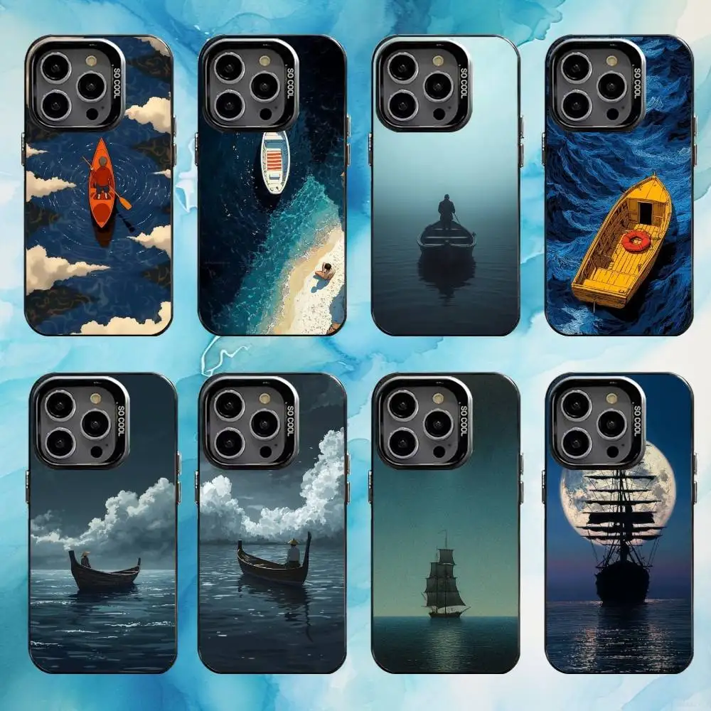 

Lonesome Boat Phone Case For iPhone17,16,15,14,13,12,11 Plus,Pro Max Black Candy silver phone case