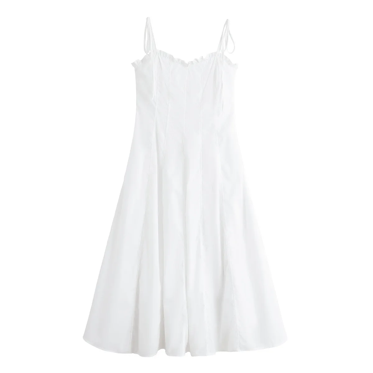 Französisches Vintage-Y2K-Frühlingsstil, schlankmachendes, tailliertes Tank-Langkleid, europäische und amerikanische Mode, einfarbig, elegant