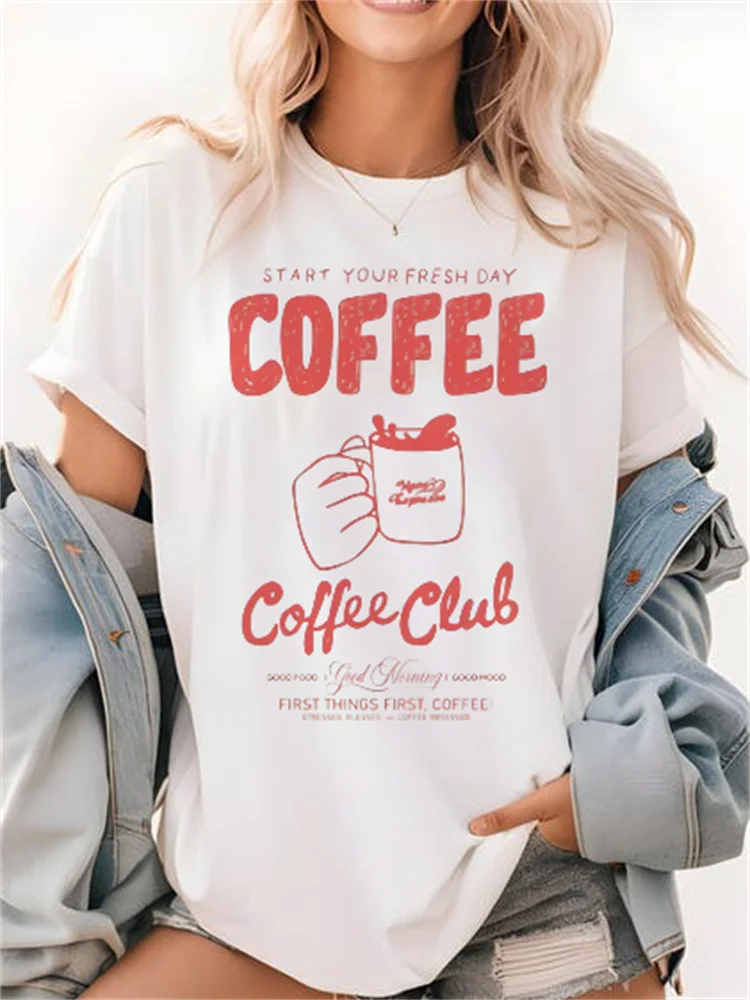 Musterdruck Urlaub Sommerdruck Damen Street Casual Weißes Top O-Ausschnitt T-Shirt Kurzarm Strand Vielseitiges Reise-T-Shirt