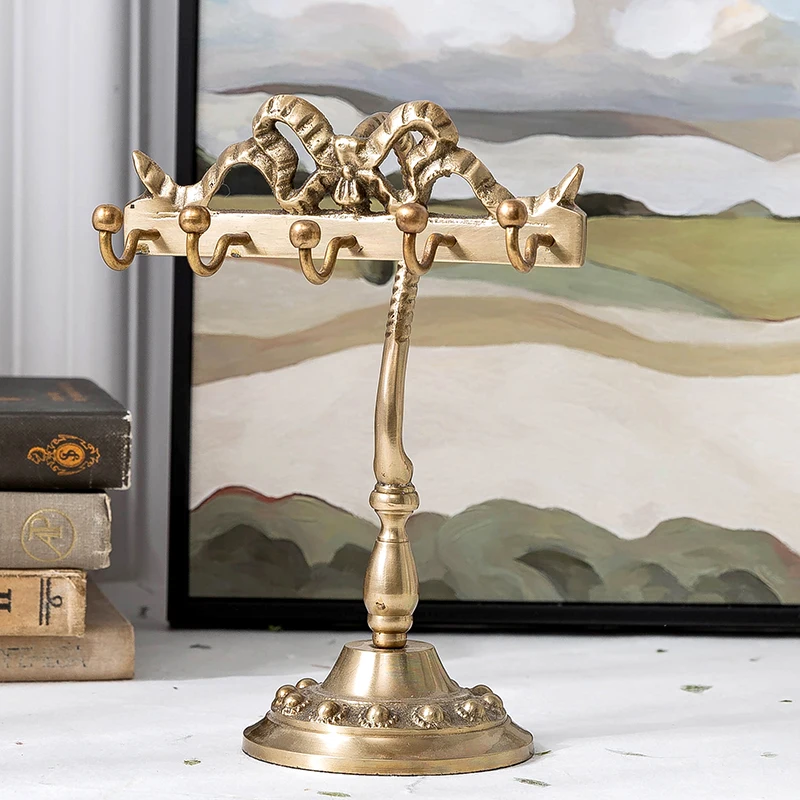 Nordic American retro imported brass jewelry display stand court necklace earrings ring dresser storage hanger