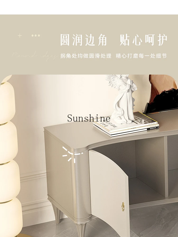 Französischer heller Luxus-TV-Schrank aus massivem Holz, moderne, einfache, kleine Wohnung, Couchtisch-Kombination, Wohnzimmer-Aufbewahrung