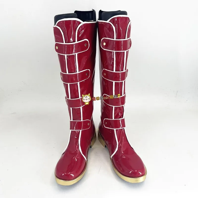 Love Live Rin Hoshizora Cosplay Shoes Handmade Faux Leather Red With Wings Anime Boots view 4