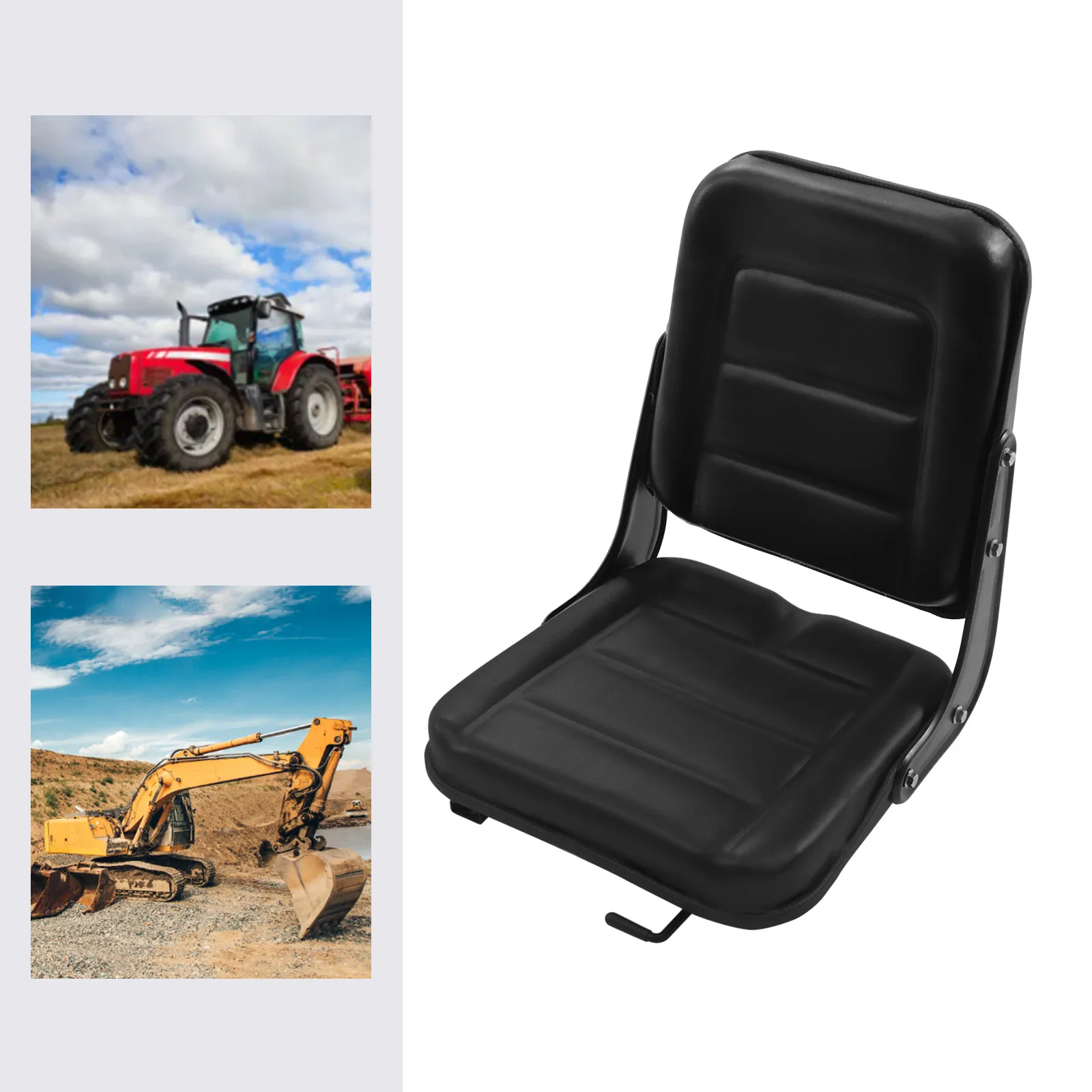 Универсальное сиденье для трактора, подвесное поворотное сиденье для трактора со спинкой - регулируемое черное сиденье для газонокосилки, вилочных погрузчиков