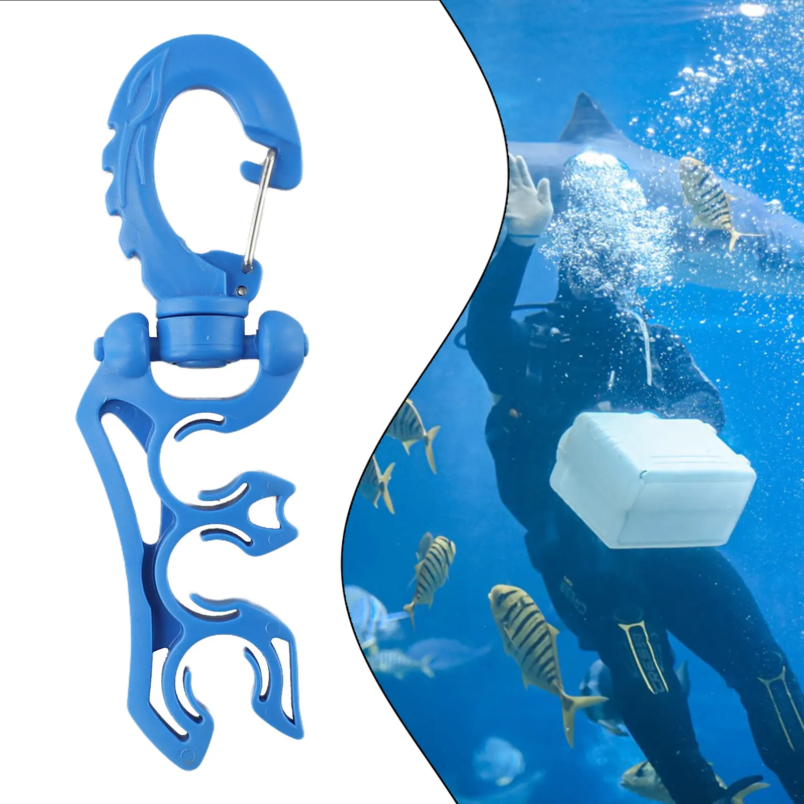 Dive Hose Clip with Quick Release Mechanism for BCD Mounting 304 Metal and Hard Plastic Design for Underwater Safety