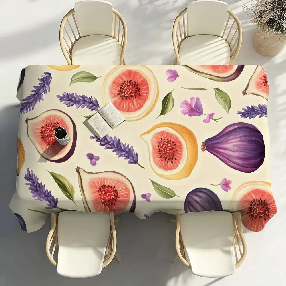 Super Sweet Fig Fruit Table Cloth Home Party Picnic Dining Room Kitchen Patios Stain-Proof Polyester Table Cloth
