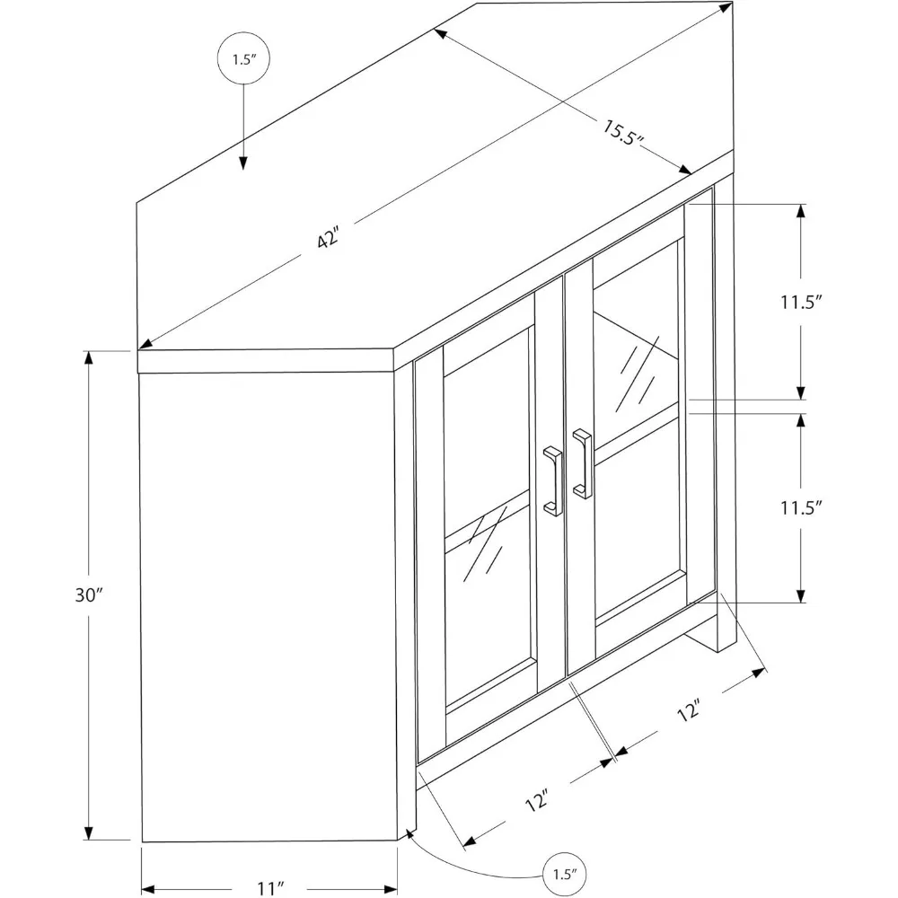 Ich Ecke mit Glastüren TV-Ständer, 42 ", dunkle Taupe