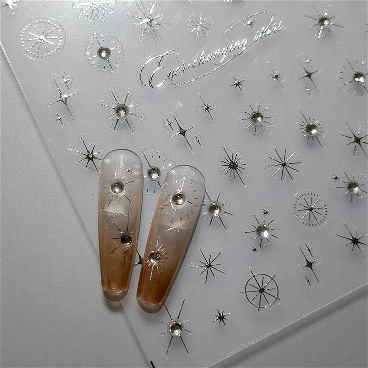 1 stücke 5d Strass steine japanische Stern Nail Art Aufkleber Gold Silber Laser selbst klebende Transfer Nagel Dekorationen Slider Aufkleber DIY