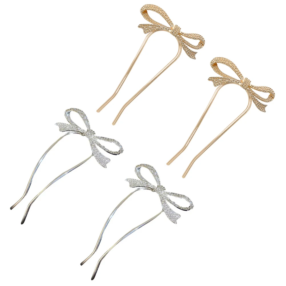

4pcs Bow Tie Clips Zinc Alloy U Shape Hair Pins Wedding Accessories Sturdy Lightweight Smooth Edges Hair Styling Tools