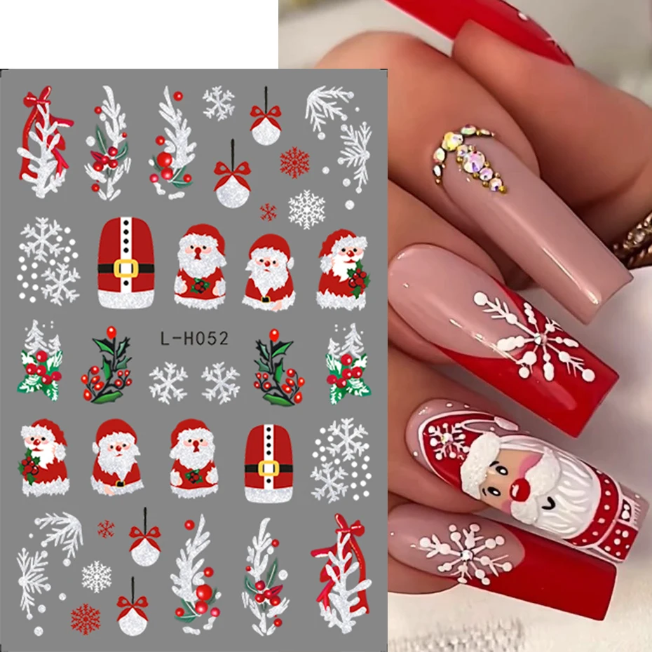 Cartoon 3D Santa Claus Schneemann Nagel Aufkleber Weihnachten Serie Nail art Dekoration Relief Schneeflocken Blätter Aufkleber Für Nägel