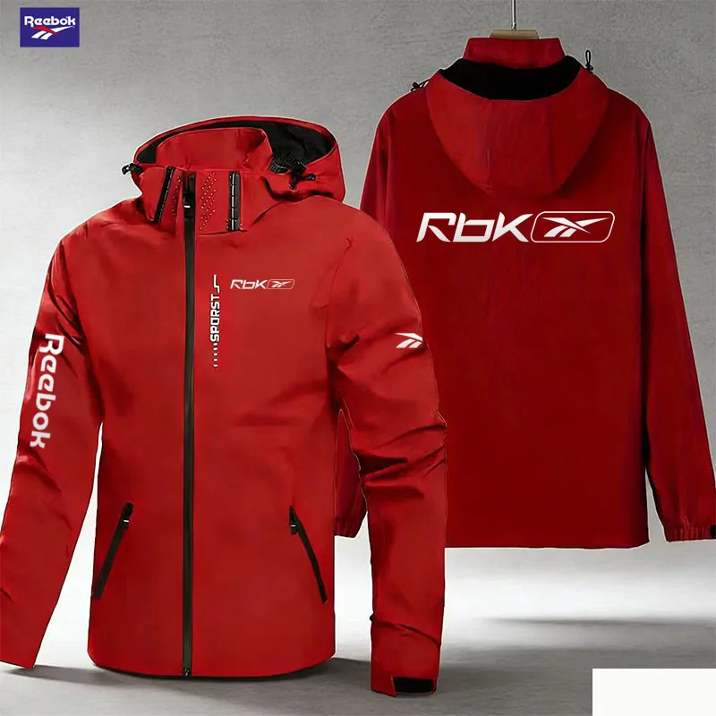 Reebok Logo Men's Windproof and Waterproof Jacket, Ideal for Hiking, Outdoor Adventures, and Motorcycle or Scooter Riding