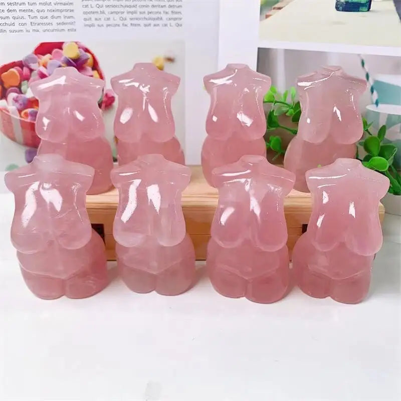 7.5cm Natural Rose Quartz Model Body Crytsal Carving Sexy Female Body Figurine Feng Shui Decorative Ornament Gift 1pcs