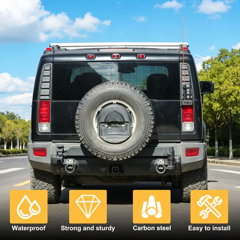 Carbon steel black car tailgate antenna flagpole base bracket decorative accessories for Hummer H2 2003-2009 car accessories