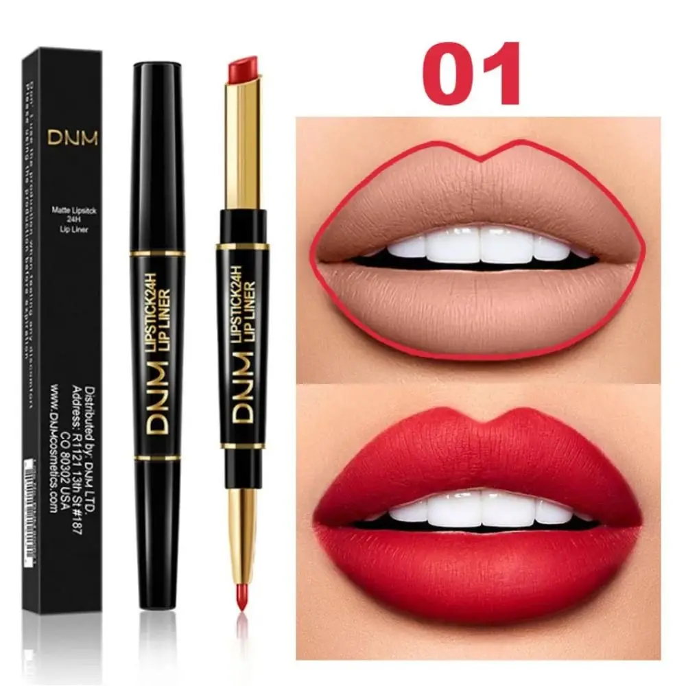 Dubbelzijdige Matte Lippenstift 12 Kleuren Niet Vervagen Waterdichte Voering Potlood Langdurige Hydraterende Make-Up Tool Meisje