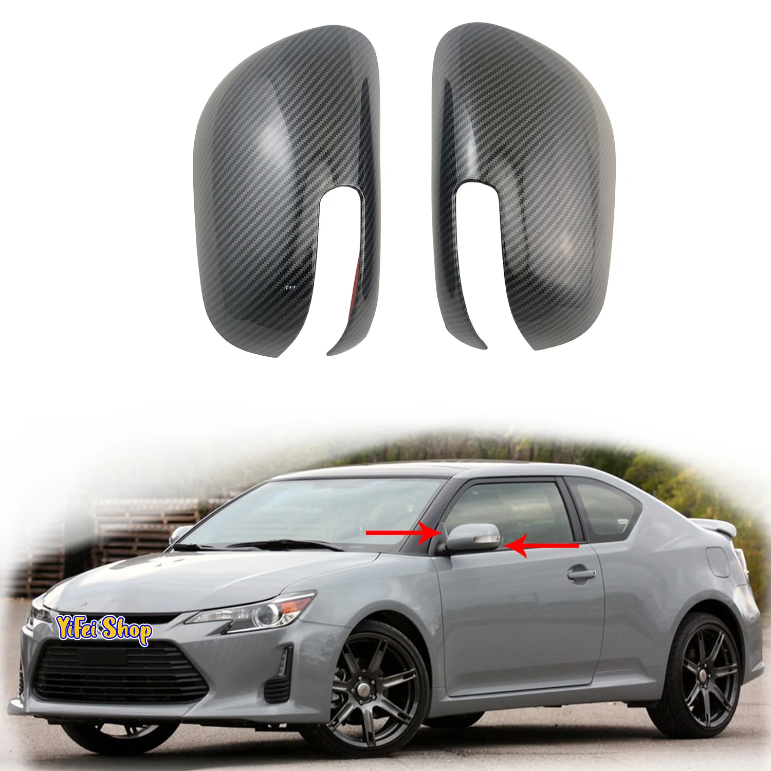 

2Pcs Car Rearview Accessories Plated 2011 2012 2013 2014 2015 2016 For Toyota Scion tC Carbon Door Mirror Cover Trim