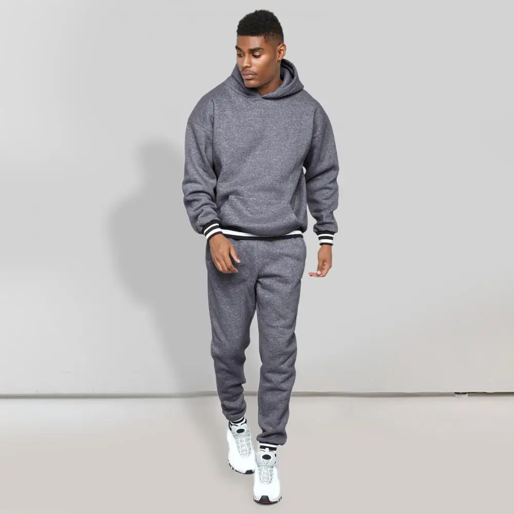 Sporty Contrast Color Breathable Patchwork Ankle Tied Sweatshirt Sweatpants Sweatshirt Sweatpants Hoodie Pants 1 Set