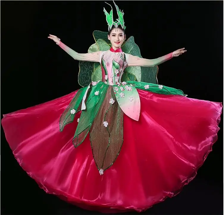 

Modern Dance Flower Fairy Ethnic Costume Opening Dance Big Swing Skirt