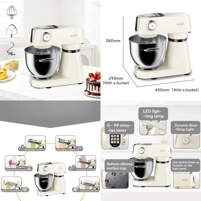 Electric Dough Mixer Stainless Steel Vertical Kitchen Food Mixer Multi Function Baking Machine