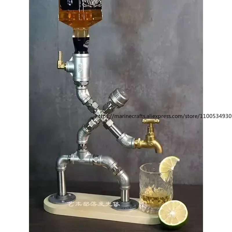 

Nordic Stainless Steel Water Pipe Robot Creative Wine Rack Restaurant Cafe Bar Decoration