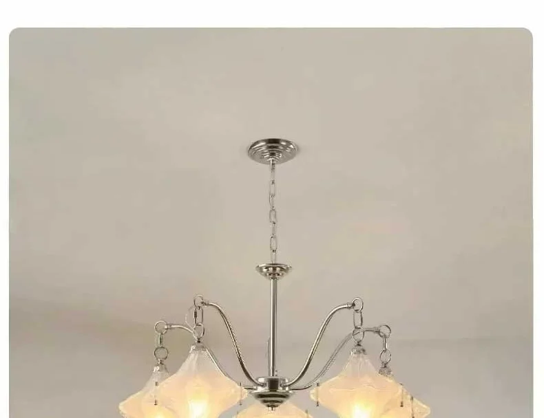 Glass Star E14 Chandelier French Chrome Iron