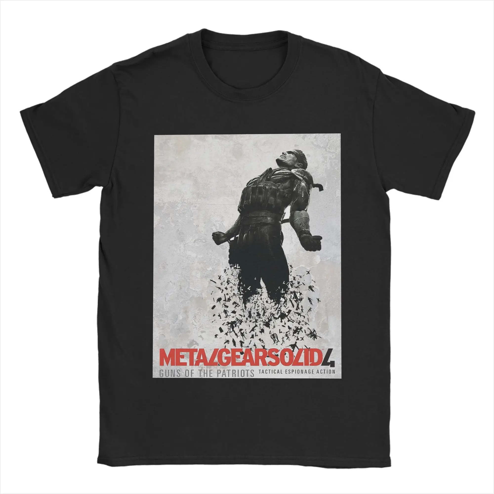 

Metal Gear Solid 4 Poster T Shirt Men's Pure Cotton Humor T-Shirts Crewneck Tees Short Sleeve Clothing Printed