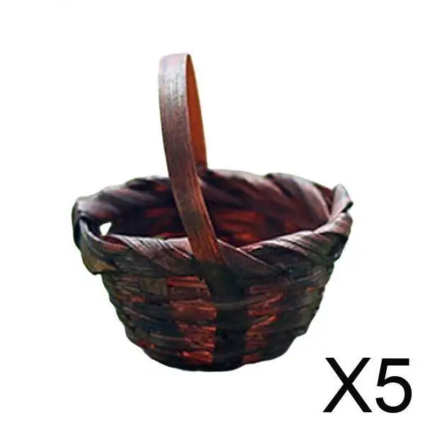 سلة خيزران مصغرة 1:12 لبيت الدمى، سلة تخزين، أثاث لغرفة النوم وغرفة المعيشة، ديكور يدوي الصنع