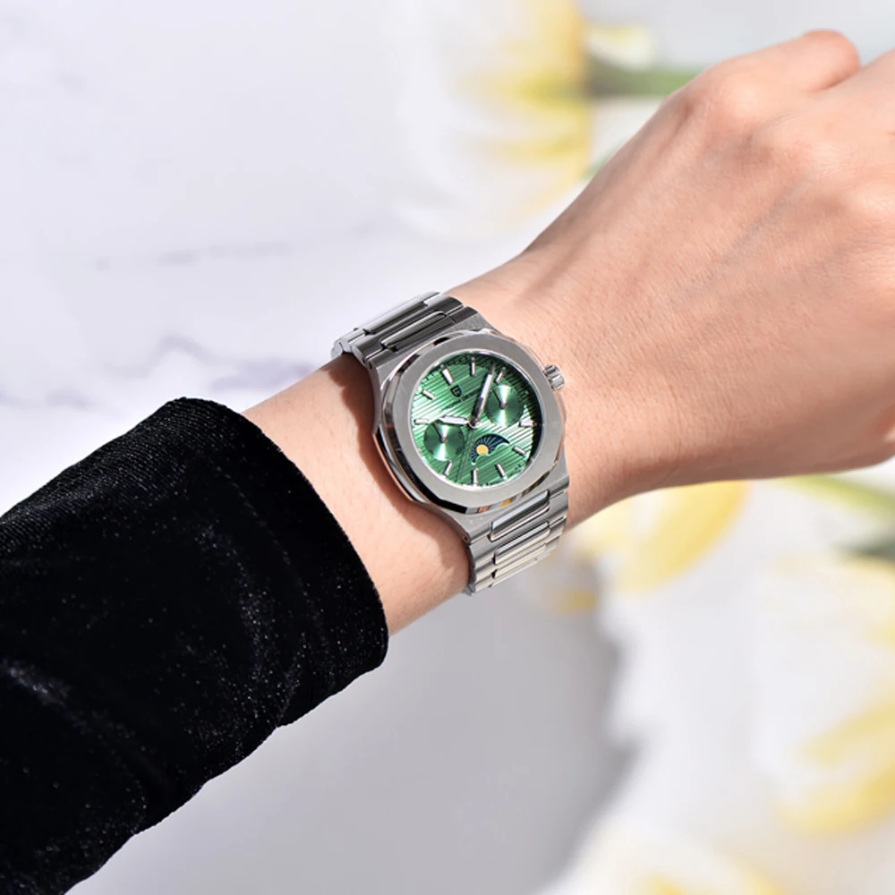 PAGANI DESIGN 2026 New Woman Watch Auto Date Luxury Quartz Watch Japan Epson VX3HA Wristwatch Stainless Steel Week Display Clock