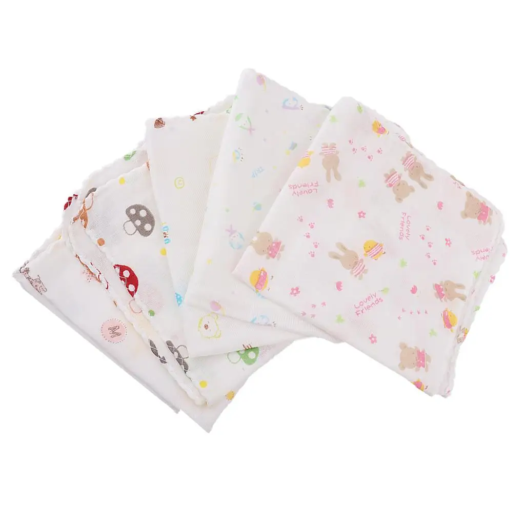 5pcs Thin Towel Handkerchief Gauze Nursing Towel Square Yarn