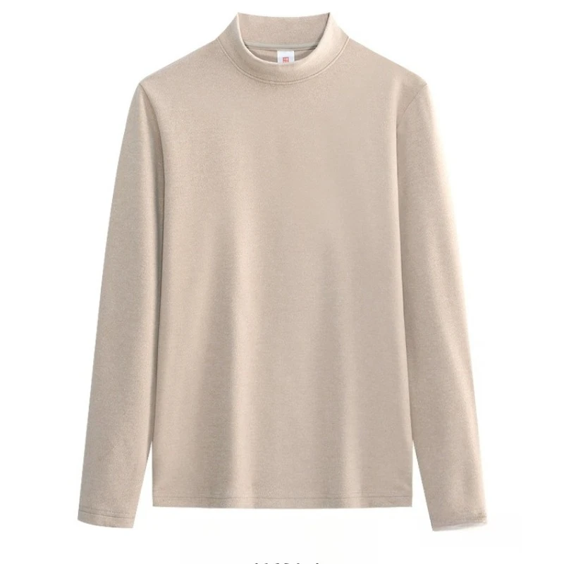 Half-neck Collar Thermal T-Shirt for Men Women Double Sided Fleece Solid Plus Size Pullover Thick Innerwear Base Layer Shirts