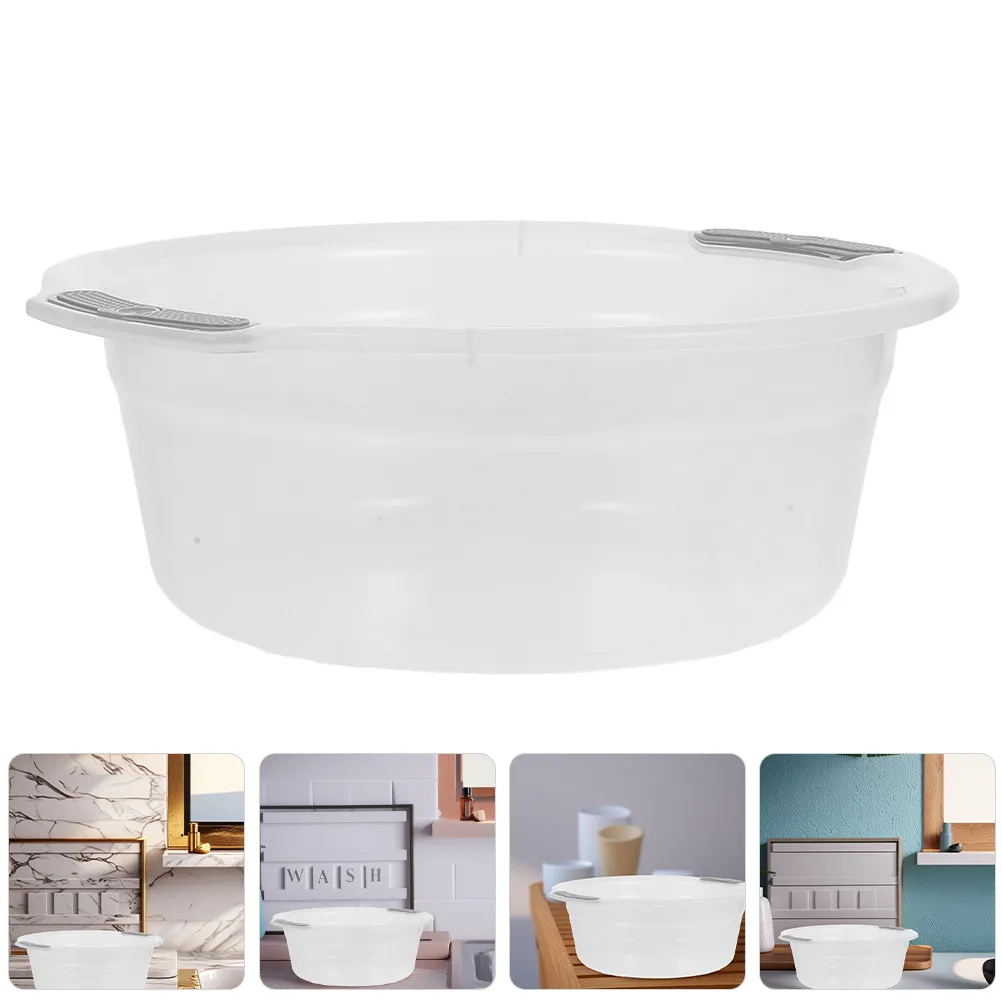 

13 Inch Round Plastic Wash Basin Multifunctional Laundry Dish Vegetable Face Foot Shampoo Washing Tub for Home Dormitory Kitchen