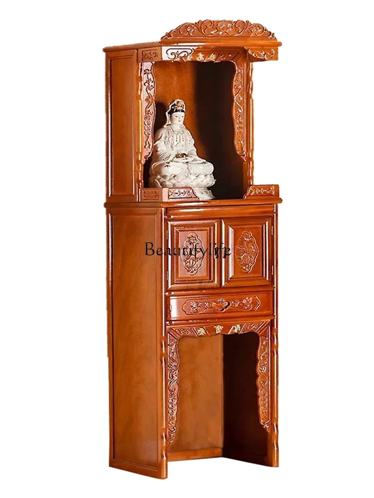 

Solid Wood Home God of Wealth Guan Gong Worship Cabinet Buddha Niche Altar Buddha Shrine Shrine Cabinet New Chinese Style