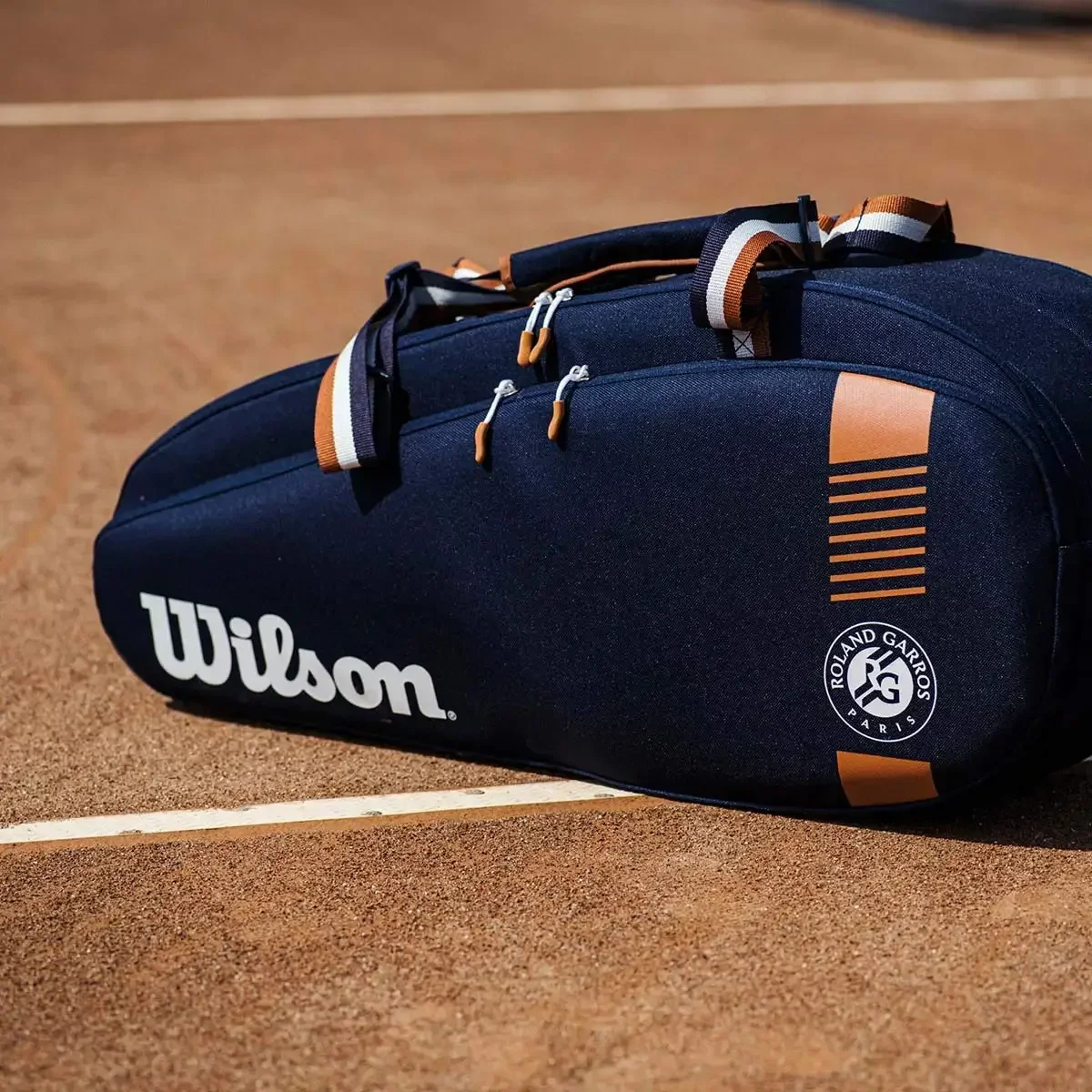 Wilson - Frans open team tennisracket, 3 tot 6 canvas tassen, Roland, Garros, kleivard, toernooi, tennisracket tas, klei nav