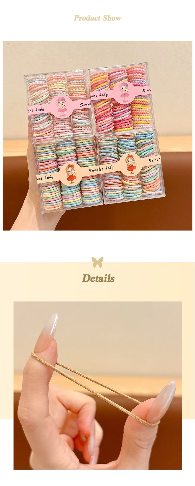 90 teile/satz Koreanischen Stil Candy Farbe Haar Seil für Kinder Hohe Stretch Haar Krawatte Mode Mädchen Scrunchies – Detail 4