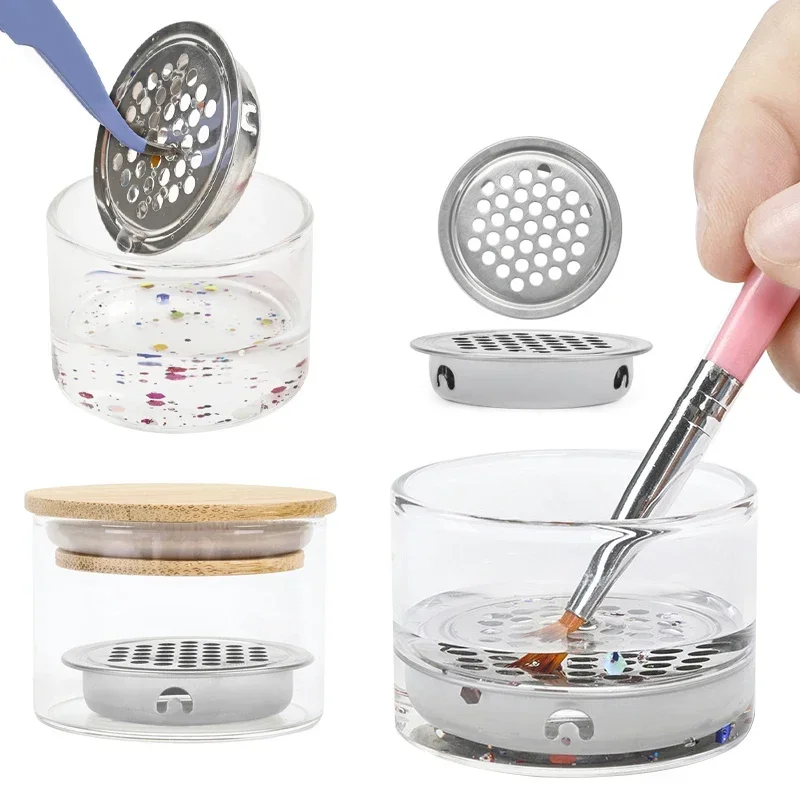 Nuova polvere di vetro liquido tazza per unghie piatto coperchio ciotola portabicchieri attrezzature strumenti per Nail Art Kit per unghie acrilico Set di polvere acrilica