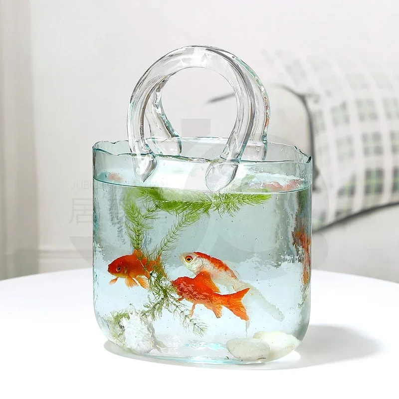 Designer Handbag Hydroponic Flower Basket Fish Farming Nordic Home Decor Nordic Ins Style Original Bag Glass Vase