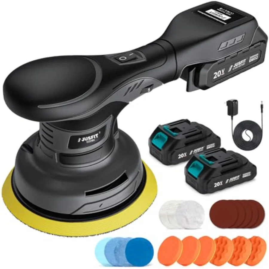 

Cordless Car Buffer Polisher kit 2x 2000mAh 20V Batteries 6-Speed Brushless Motor 6-Inch Pad 3.0LB Lightweight Dual Acti
