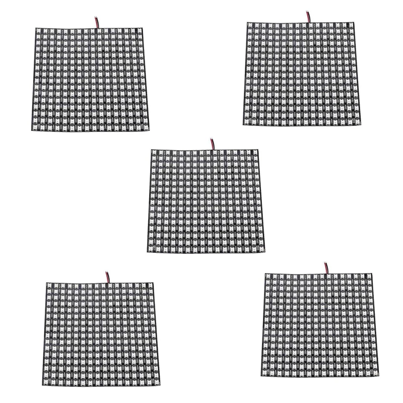 

5X WS2812B LED RGB Flexible Pixel Panel 16X16 Individually Addressable Panel Light LED Module Matrix Screen